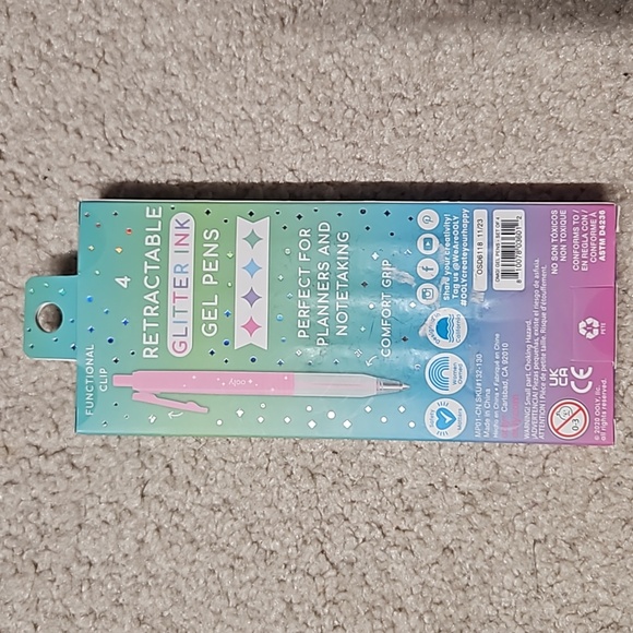 NWT Smiley Face Stationary Sticky Note Set & Pastel Glitter Pens; 3-Piece Bundle - Picture 8 of 9